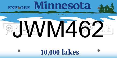 JWM462 Minnesota License Plate