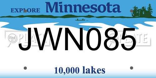 JWN085 Minnesota License Plate