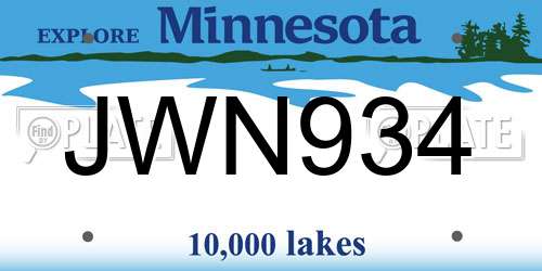 JWN934 Minnesota License Plate