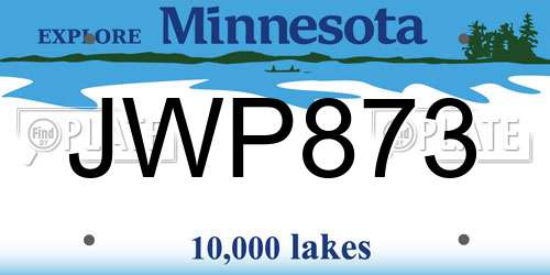 JWP873 Minnesota License Plate
