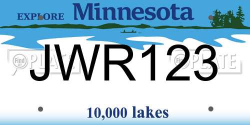 JWR123 Minnesota License Plate