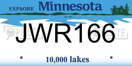 JWR166 Minnesota License Plate