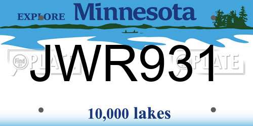 JWR931 Minnesota License Plate