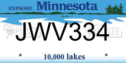 JWV334 Minnesota License Plate