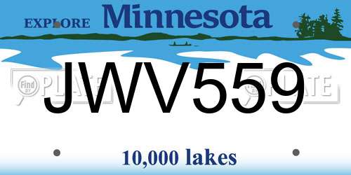 JWV559 Minnesota License Plate