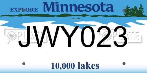 JWY023 Minnesota License Plate