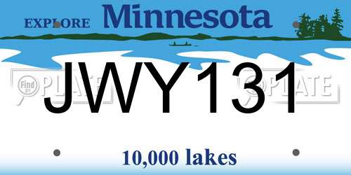 JWY131 Minnesota License Plate