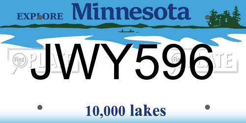 JWY596 Minnesota License Plate