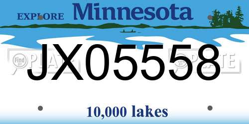 JX05558 Minnesota License Plate
