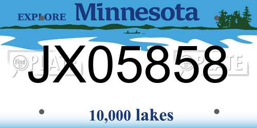 JX05858 Minnesota License Plate