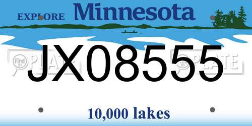JX08555 Minnesota License Plate