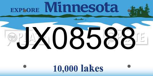 JX08588 Minnesota License Plate