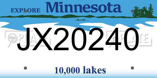 JX20240 Minnesota License Plate