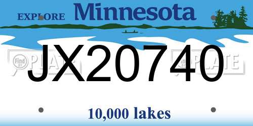 JX20740 Minnesota License Plate