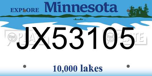 JX53105 Minnesota License Plate
