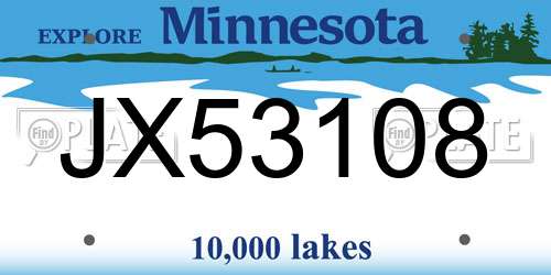 JX53108 Minnesota License Plate