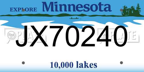 JX70240 Minnesota License Plate