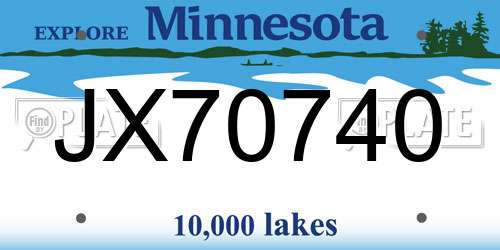 JX70740 Minnesota License Plate