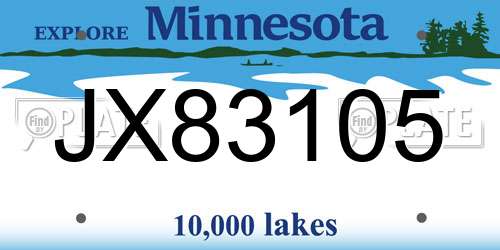 JX83105 Minnesota License Plate