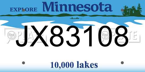 JX83108 Minnesota License Plate
