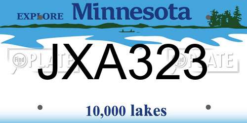 JXA323 Minnesota License Plate