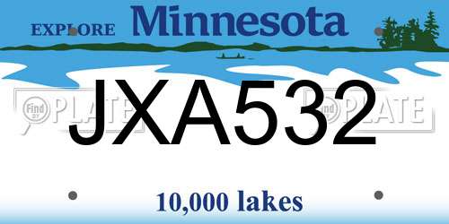 JXA532 Minnesota License Plate