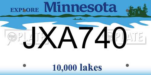 JXA740 Minnesota License Plate
