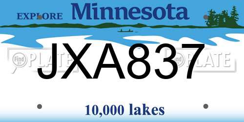 JXA837 Minnesota License Plate