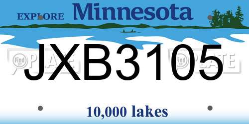 JXB3105 Minnesota License Plate