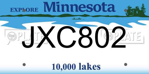 JXC802 Minnesota License Plate