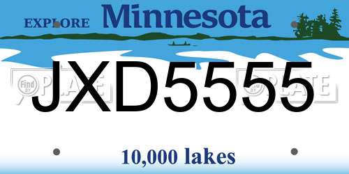 JXD5555 Minnesota License Plate