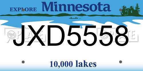 JXD5558 Minnesota License Plate