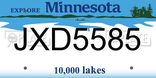 JXD5585 Minnesota License Plate