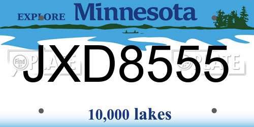 JXD8555 Minnesota License Plate