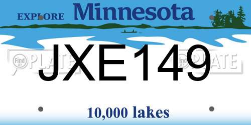 JXE149 Minnesota License Plate