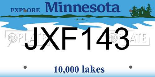 JXF143 Minnesota License Plate