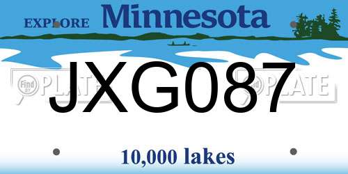 JXG087 Minnesota License Plate