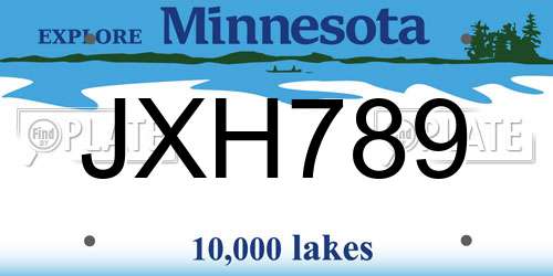JXH789 Minnesota License Plate