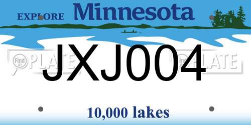 JXJ004 Minnesota License Plate