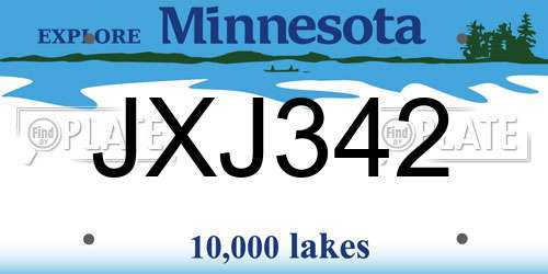 JXJ342 Minnesota License Plate