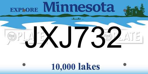 JXJ732 Minnesota License Plate