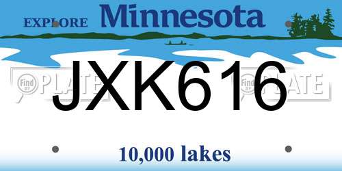 JXK616 Minnesota License Plate