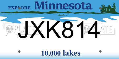 JXK814 Minnesota License Plate