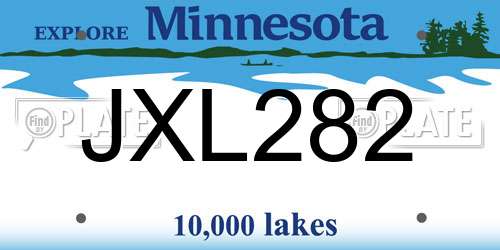 JXL282 Minnesota License Plate