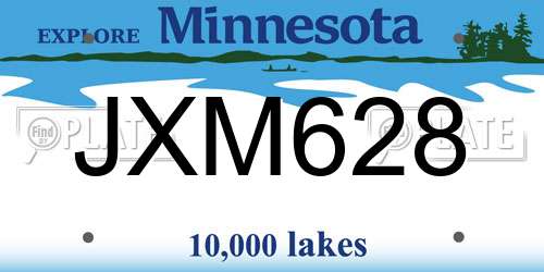 JXM628 Minnesota License Plate