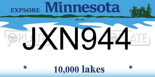 JXN944 Minnesota License Plate