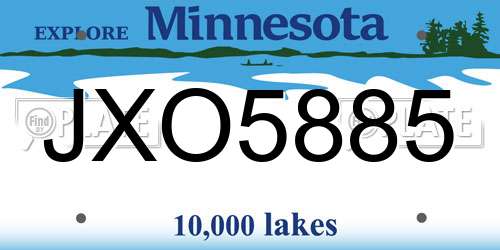 JXO5885 Minnesota License Plate