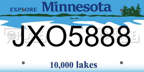 JXO5888 Minnesota License Plate