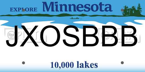 JXOSBBB Minnesota License Plate