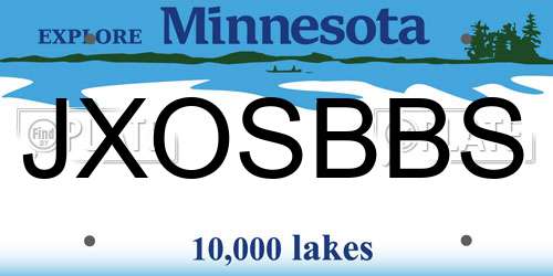 JXOSBBS Minnesota License Plate